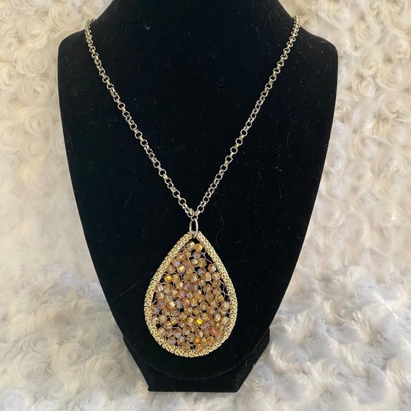 Theia Crystal Teardrop Pendant Necklace - Picture 1 of 4